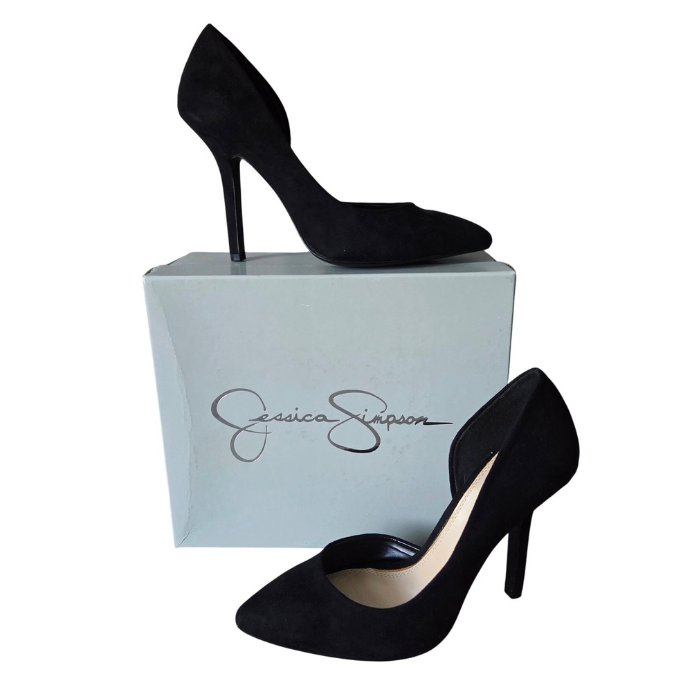 Jessica Simpson Joni Black Faux Suede d'Orsay Stiletto Pumps Womens 8.5